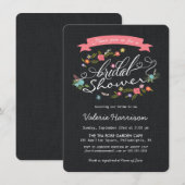 Rustic Floral Wreath Black Burlap Vrijgezellenfees Kaart (Voorkant / Achterkant)