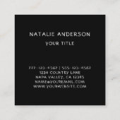 Rustic Floral Wreath Black Square Visitekaartje (Achterkant)