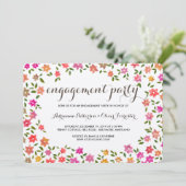 Rustic Floral Wreath Engagement Party Kaart (Staand voorkant)