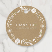 Rustic Floral Wreath Faux Kraft Wedding Bedankt Bedankjes Labels (Achterkant)