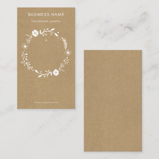 Rustic Floral Wreath Kraft Label prijs (Voorkant / Achterkant)