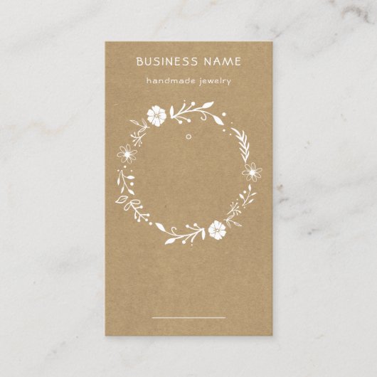 Rustic Floral Wreath Kraft Label prijs (Voorkant)