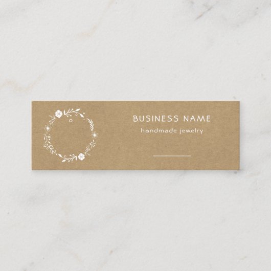 Rustic Floral Wreath Kraft Label prijs (Voorkant)