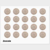 Rustic Floral Wreath Kraft Paper Aangepaste datum Ronde Sticker (Vel)