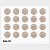 Rustic Floral Wreath Kraft Paper gepersonaliseerd Ronde Sticker (Vel)