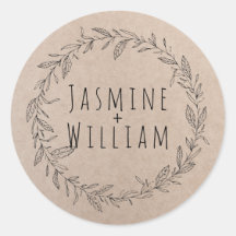 Rustic Floral Wreath Kraft Paper gepersonaliseerd