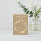 Rustic Floral Wreath Kraft Verzendkaart Visitekaartje (Staand voorkant)