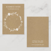 Rustic Floral Wreath Kraft Verzendkaart Visitekaartje (Voorkant / Achterkant)