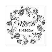 Rustic Floral Wreath met Monogrammen bruiloft Rubberstempel (Afrduk)
