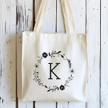 Rustic Floral Wreath Monogram Canvas tas<br><div class="desc">Pas deze canvas tas aan met uw initiaal. Klik op de button Aanpassen hierboven voor een geavanceerdere aanpassing van dit ontwerp.</div>