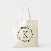 Rustic Floral Wreath Monogram Canvas tas (Voorkant)