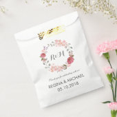 Rustic Floral Wreath Monogram Wedding Favor Bag Bedankzakje (Gezegeld)