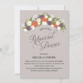 Rustic Floral Wreath Rehearsal Dinner Kaart (Voorkant)