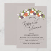 Rustic Floral Wreath Rehearsal Dinner Kaart (Voorkant / Achterkant)