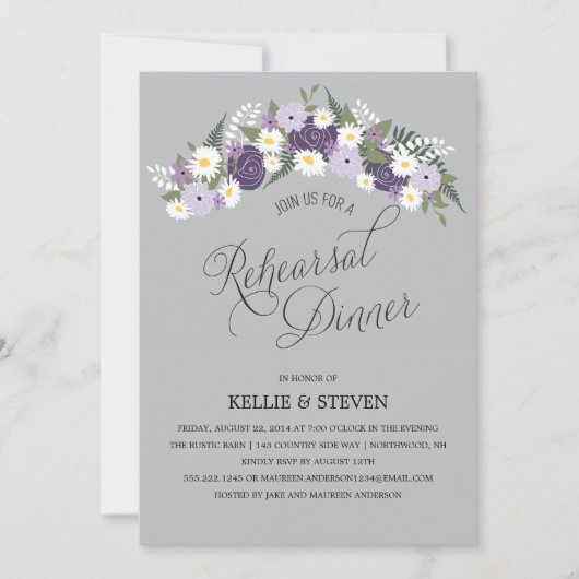 Rustic Floral Wreath Rehearsal Dinner Kaart (Voorkant)
