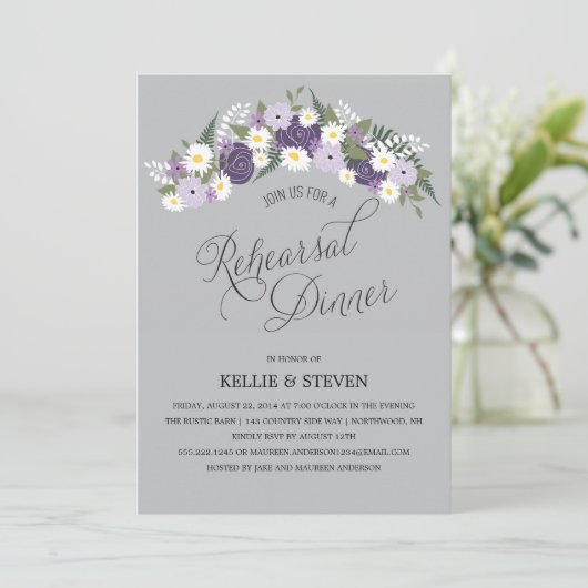 Rustic Floral Wreath Rehearsal Dinner Kaart (Staand voorkant)