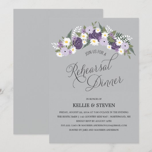 Rustic Floral Wreath Rehearsal Dinner Kaart (Voorkant / Achterkant)