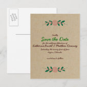 Rustic Floral Wreath Save the Date Aankondigingskaart (Voorkant / Achterkant)