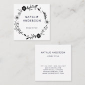 Rustic Floral Wreath Square Visitekaartje (Voorkant / Achterkant)