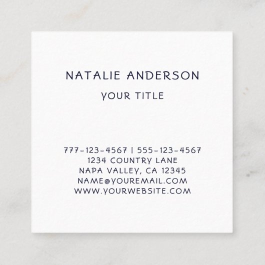 Rustic Floral Wreath Square Visitekaartje (Achterkant)