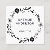 Rustic Floral Wreath Square Visitekaartje (Voorkant)