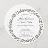 Rustic Floral Wreath Sweet Sixteen Kaart (Voorkant / Achterkant)