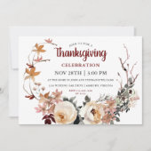 Rustic Floral Wreath Thanksgiving Celebration Kaart (Voorkant)