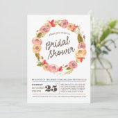 Rustic Floral Wreath Vrijgezellenfeest Invite Kaart (Staand voorkant)