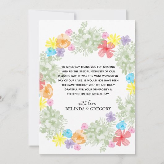 Rustic Floral Wreath Wedding Bedankt (Voorkant)