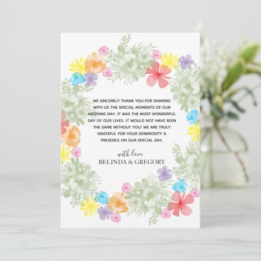 Rustic Floral Wreath Wedding Bedankt (Staand voorkant)