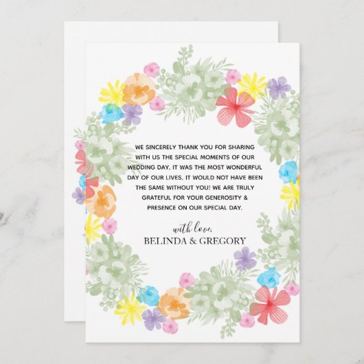 Rustic Floral Wreath Wedding Bedankt (Voorkant / Achterkant)