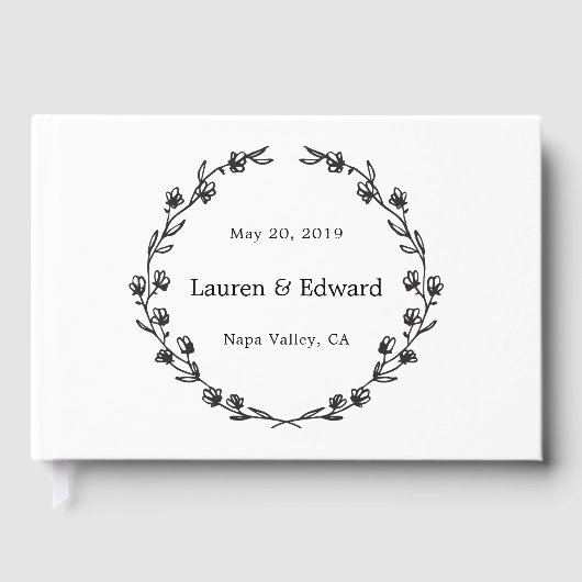 Rustic Floral Wreath Wedding Gastenboek (Voorkant)