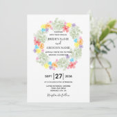 Rustic Floral Wreath Wedding Invitations Kaart (Staand voorkant)