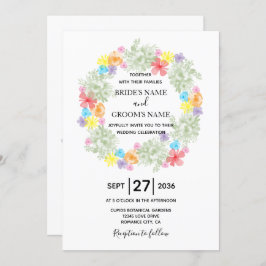 Rustic Floral Wreath Wedding Invitations Kaart