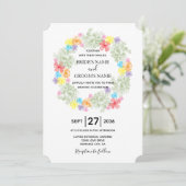 Rustic Floral Wreath Wedding Invitations Kaart (Staand voorkant)