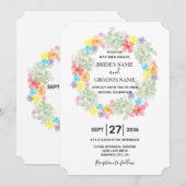 Rustic Floral Wreath Wedding Invitations Kaart (Voorkant / Achterkant)