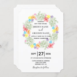 Rustic Floral Wreath Wedding Invitations Kaart