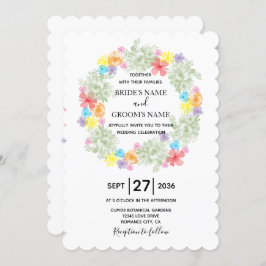 Rustic Floral Wreath Wedding Invitations Kaart