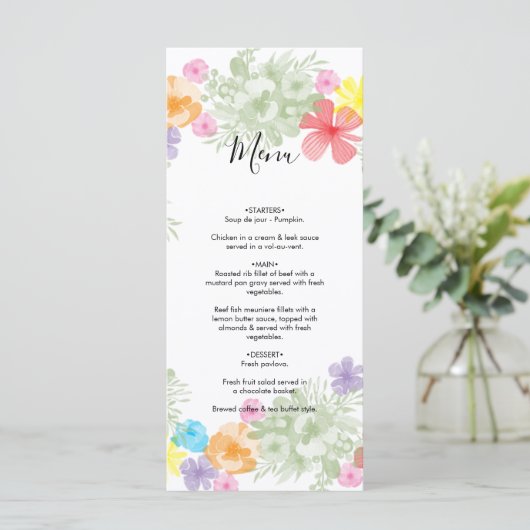 Rustic Floral Wreath Wedding Menu (Staand voorkant)