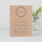 Rustic Floral Wreath Wedding Photo Uitnodiging (Staand voorkant)