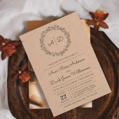 Rustic Floral Wreath Wedding Photo Uitnodiging