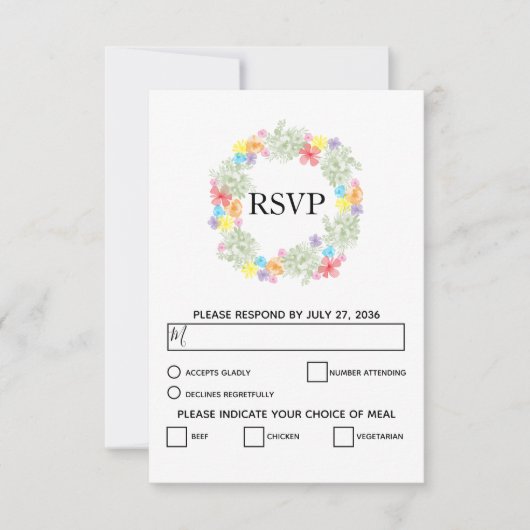 Rustic Floral Wreath Wedding RSVP-kaarten RSVP Kaartje (Voorkant)