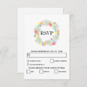 Rustic Floral Wreath Wedding RSVP-kaarten RSVP Kaartje (Voorkant / Achterkant)