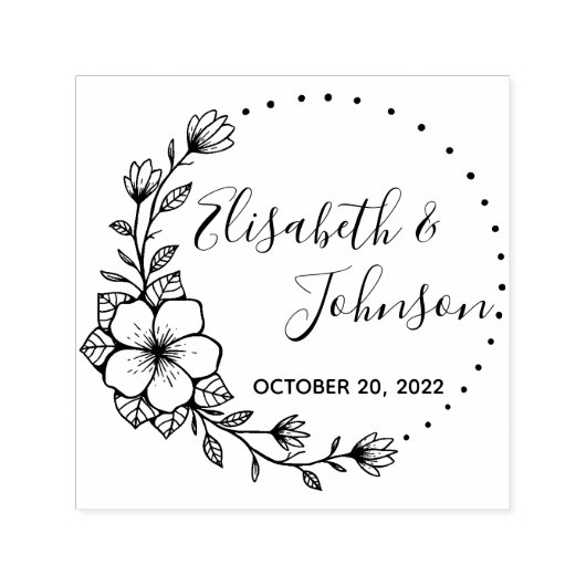 Rustic Floral Wreath Wedding Save the Date Zelfinktende Stempel (Design)