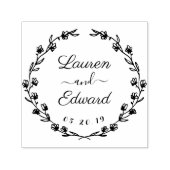 Rustic Floral Wreath Wedding Save the Date Zelfinktende Stempel (Design)