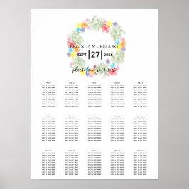 Rustic Floral Wreath Wedding Seating Chart Poster