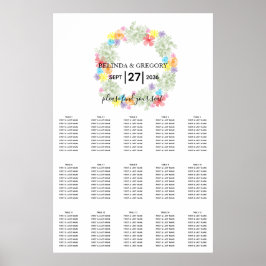 Rustic Floral Wreath Wedding Seating Chart Poster