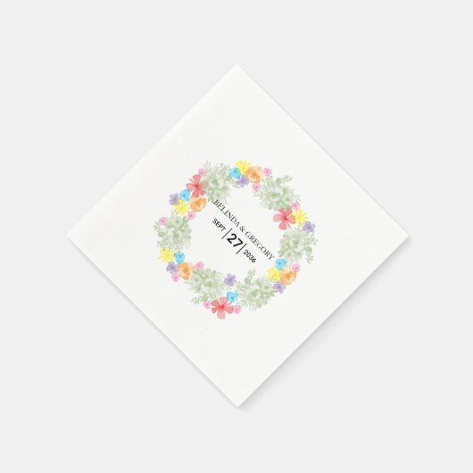 Rustic Floral Wreath Wedding Servet (Hoek)