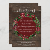 Rustic Floral Wreath Wood Corporate Kerstmis Kaart (Voorkant / Achterkant)
