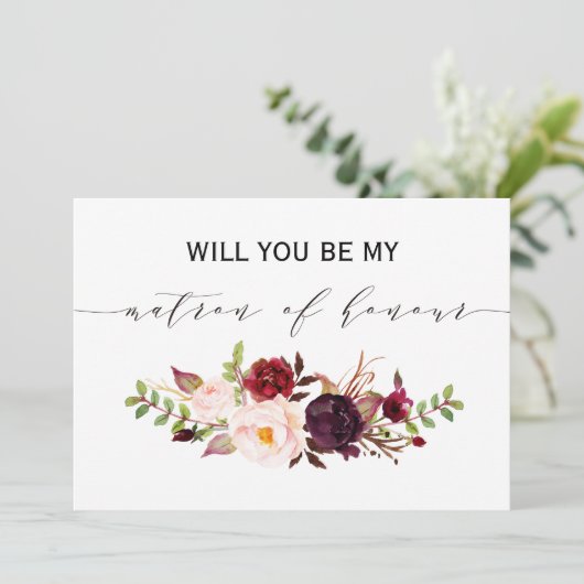 Rustic Floral... zal je mijn matron worden. Kaart (Staand voorkant)